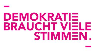 Logo Aktion "Demokratie braucht viele Stimmen"