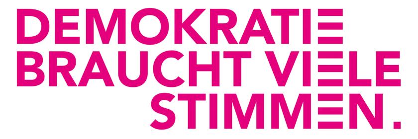 Logo Aktion "Demokratie braucht viele Stimmen"