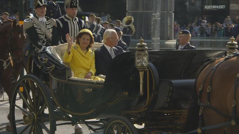 König Carl Gustaf und  Königin  Silvia Kutschenfahrt