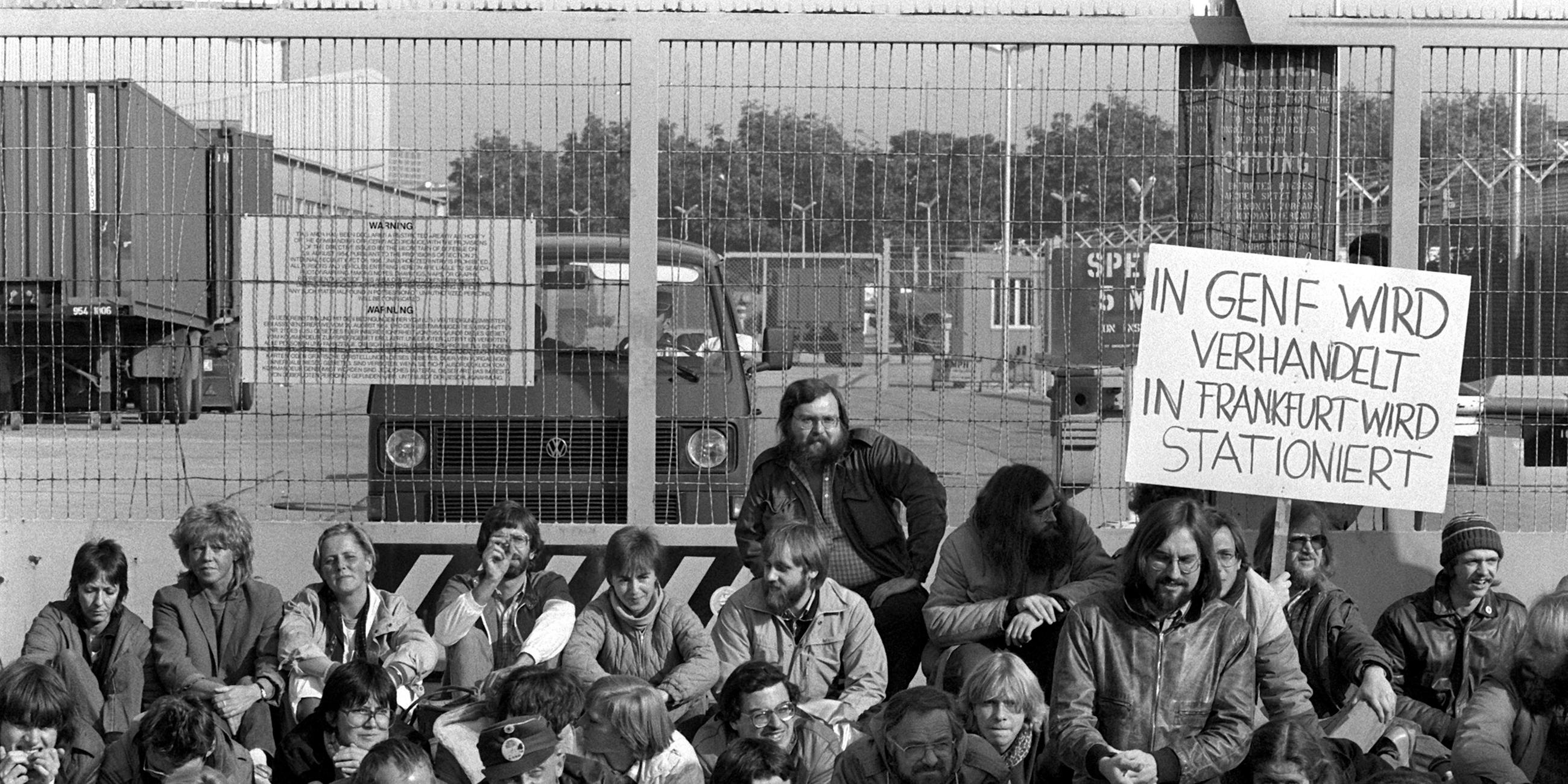 Blockade der Grünen mit Joschka Fischer 1983 in Frankfurt