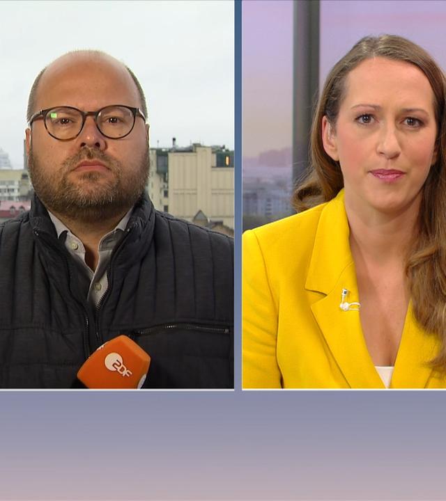 Dominik Lessmeister, ZDF-Reporter in Kiew und Axel Storm, ZDF-Korrespondent in Moskau im ZDF-Morgenmagazin