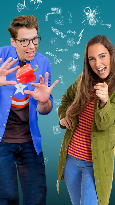 Die beiden Moderatoren der Sendungs 1000 Tricks im Labor