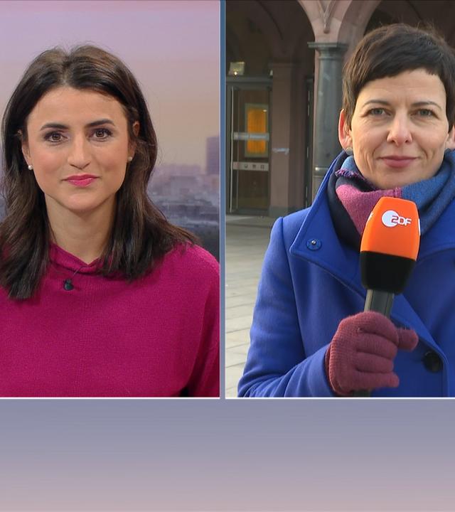 ZDF-Reporter Markus Wolsiffer in Frankfurt, moma-Moderatorin Sara El Damerdash und ZDF-Reporterin Melanie Haack in Erfurt