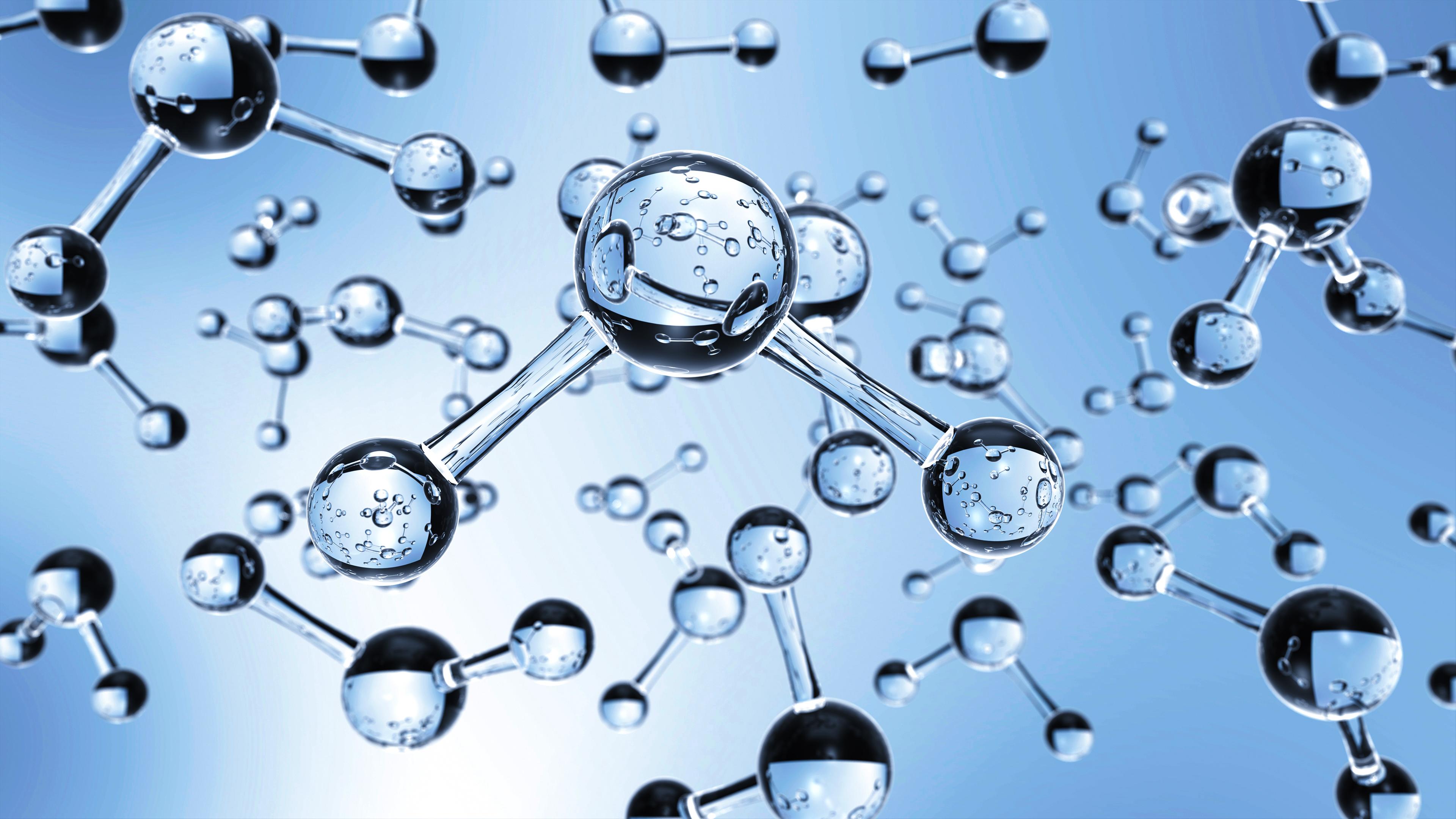 Durchsichtige Wasserstoffmoleküle in Wasser