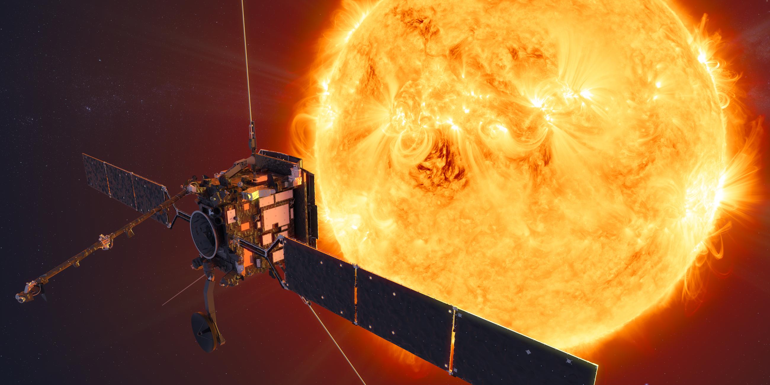 Die Sonde Solar Orbiter vor der Sonne