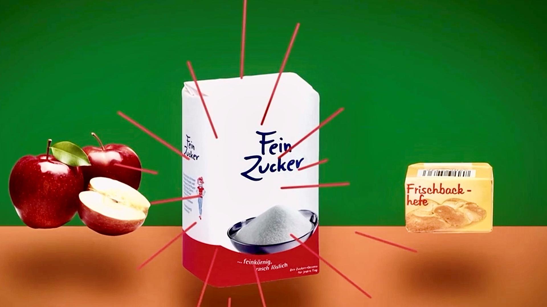 Grafik: Äpfel, Hefe, Zucker