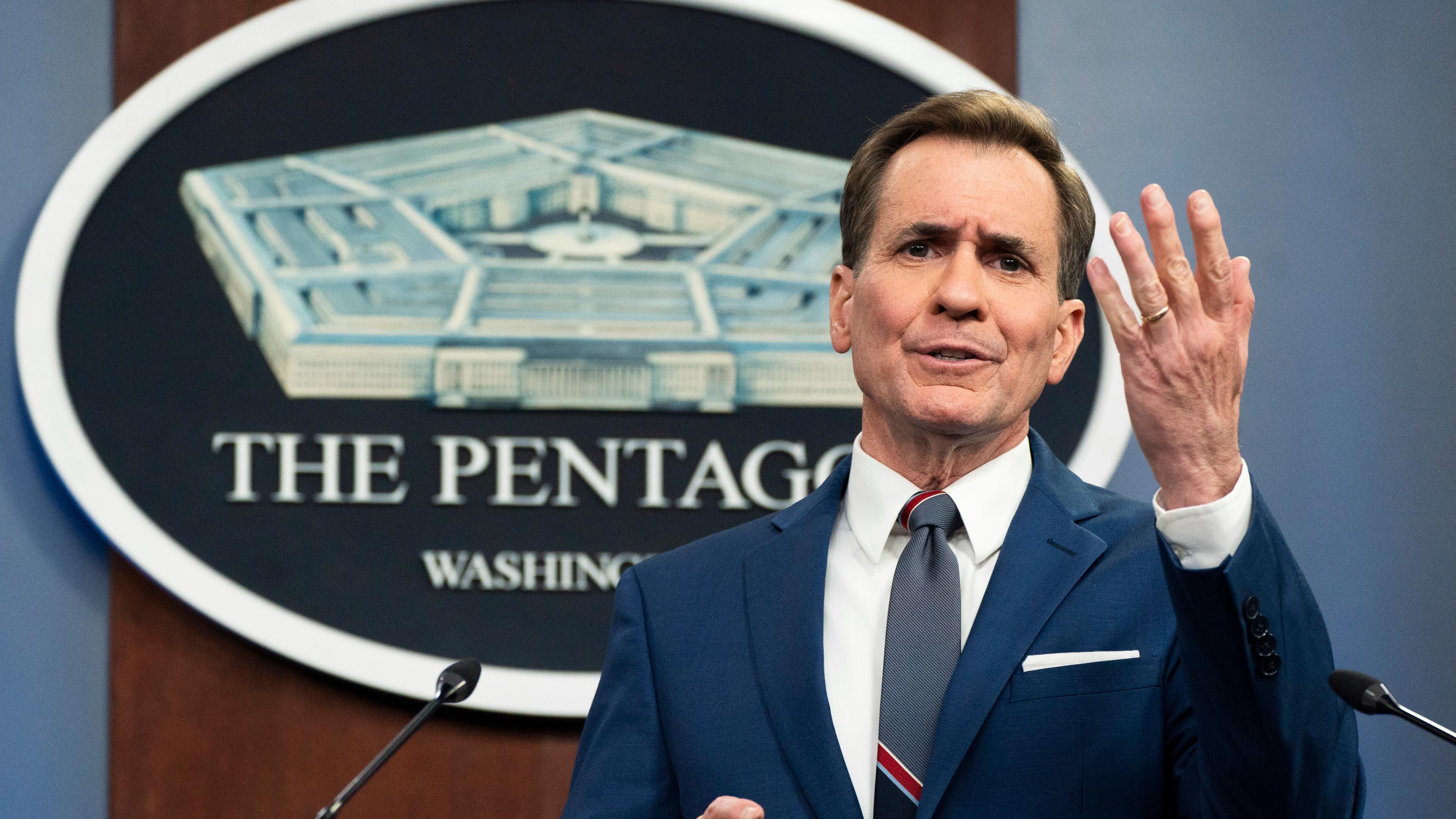 Washington DC 05/04/2022 US Department of Defense spokesman John Kirby speaks at the Pentagon