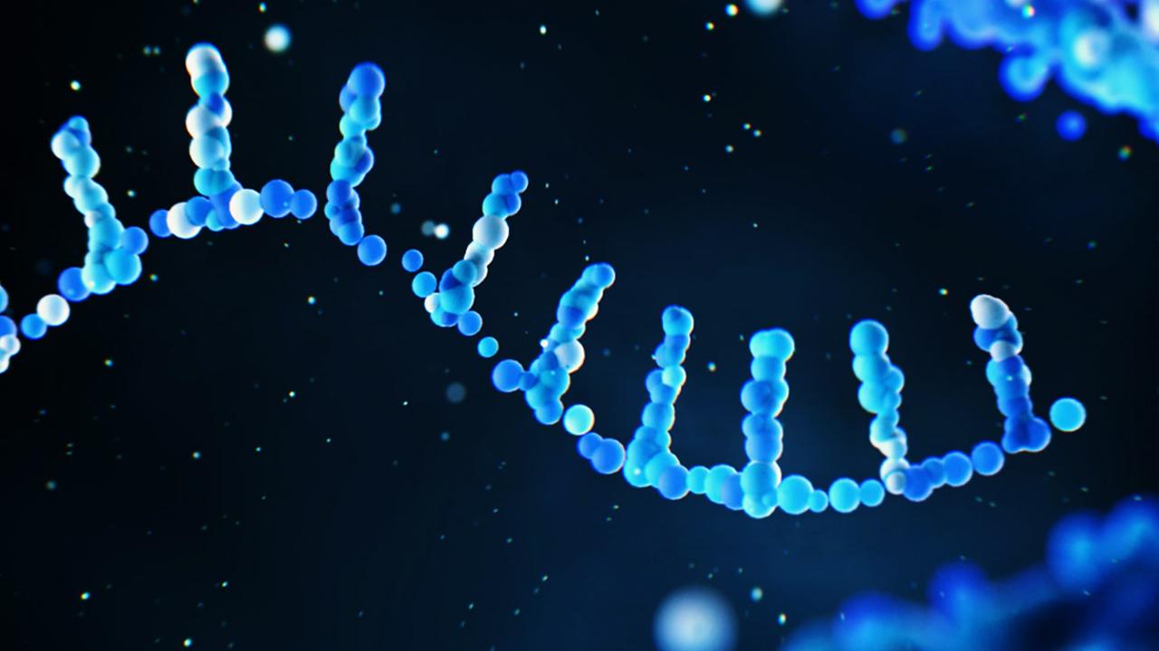 Grafische Abbildung der mRNA in blauen Farbtönen