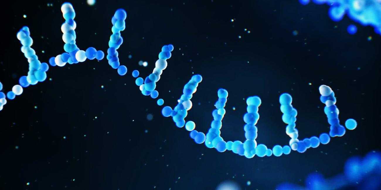 Grafische Abbildung der mRNA in blauen Farbtönen