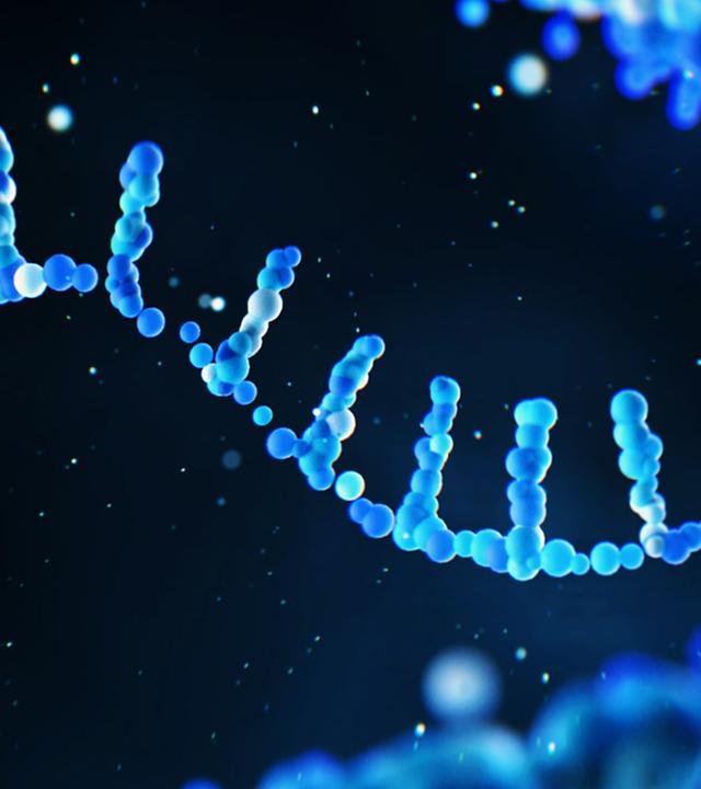 Grafische Abbildung der mRNA in blauen Farbtönen