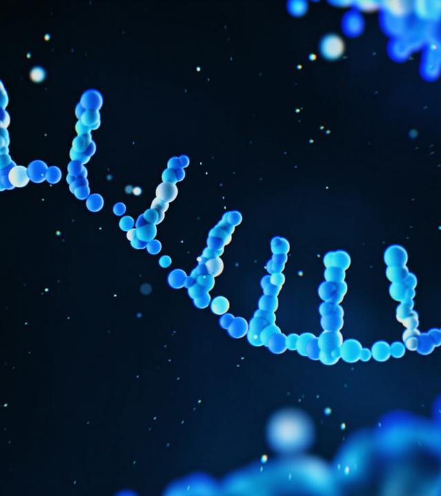 Grafische Abbildung der mRNA in blauen Farbtönen