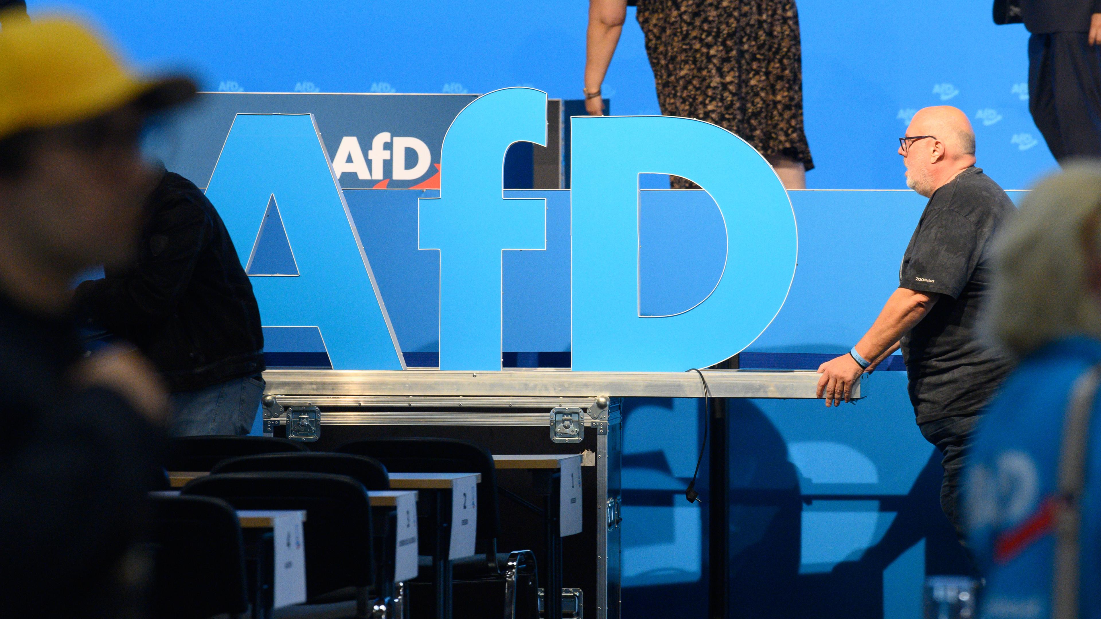 Das AFD Logo bei der Europaversammlung.