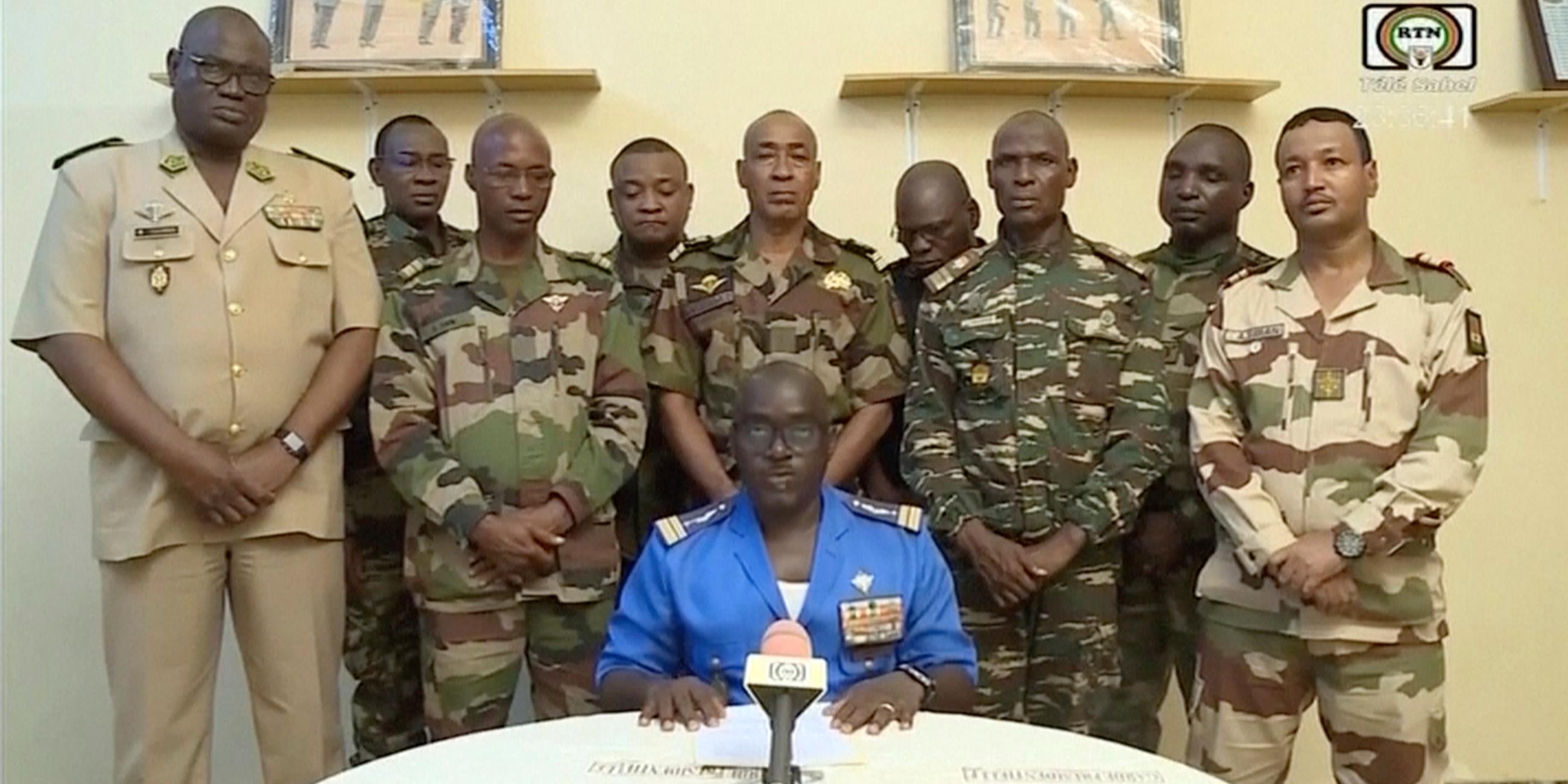 Niamey, 26.07.2023: Oberstmajor gibt eine Erklärung ab.
