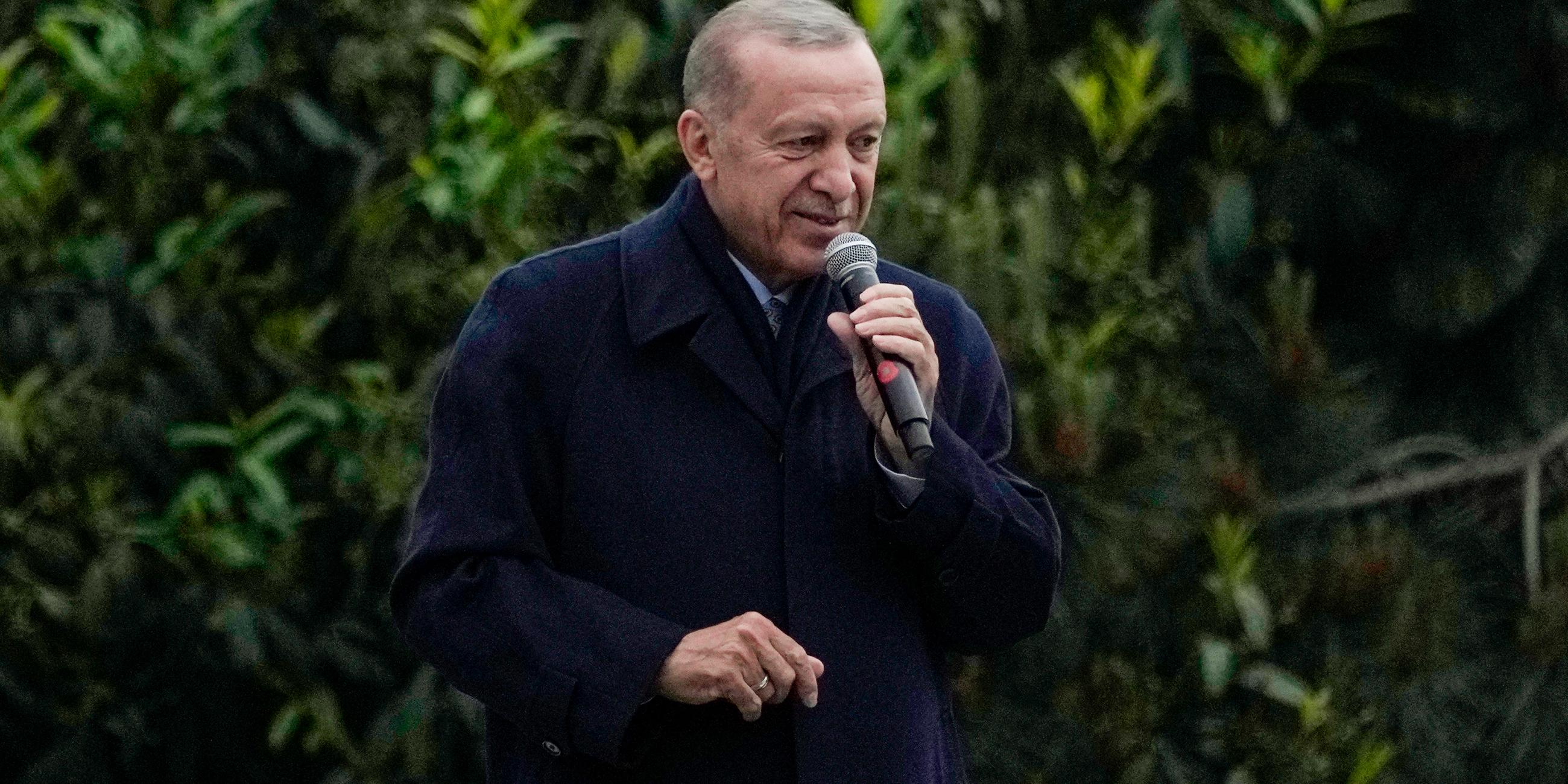 Erdogan hält eine Rede vor seiner Residenz. Istanbul, 28.05.2023