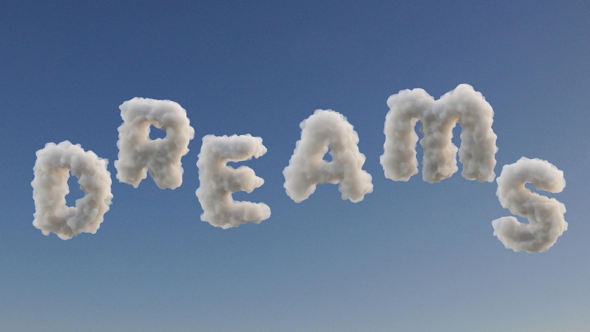 Schriftzug Dreams in Wolkenform
