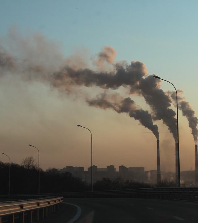 Rauch aus Schonsteinen - zu sehen am Horizont