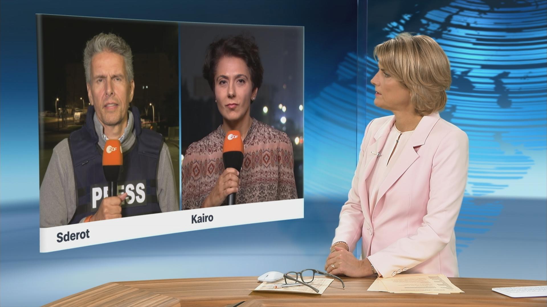 Marietta Slomka spricht mit Michael Bewerunge und Golineh Atai.