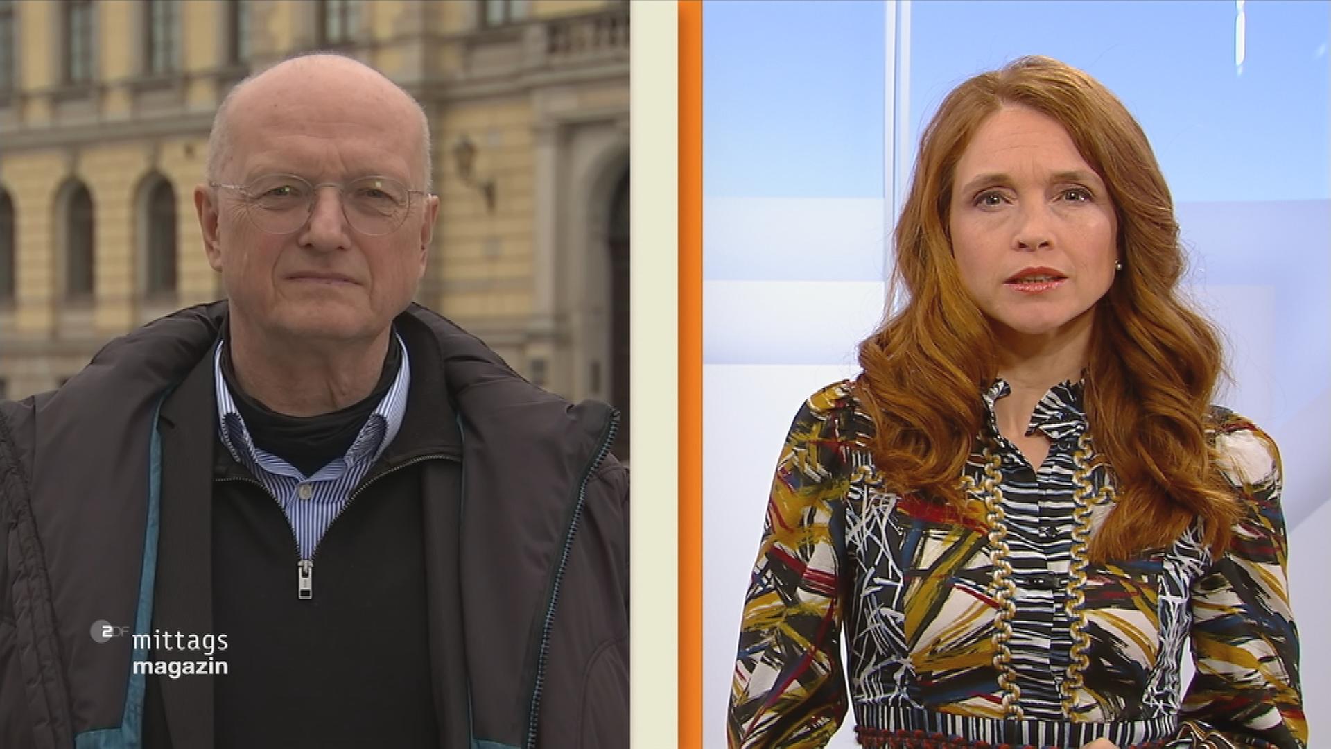 ZDF-Reporter Stefan Kelch im Gespräch mit ZDF-Mima-Moderatorin Mirjam Meinhardt