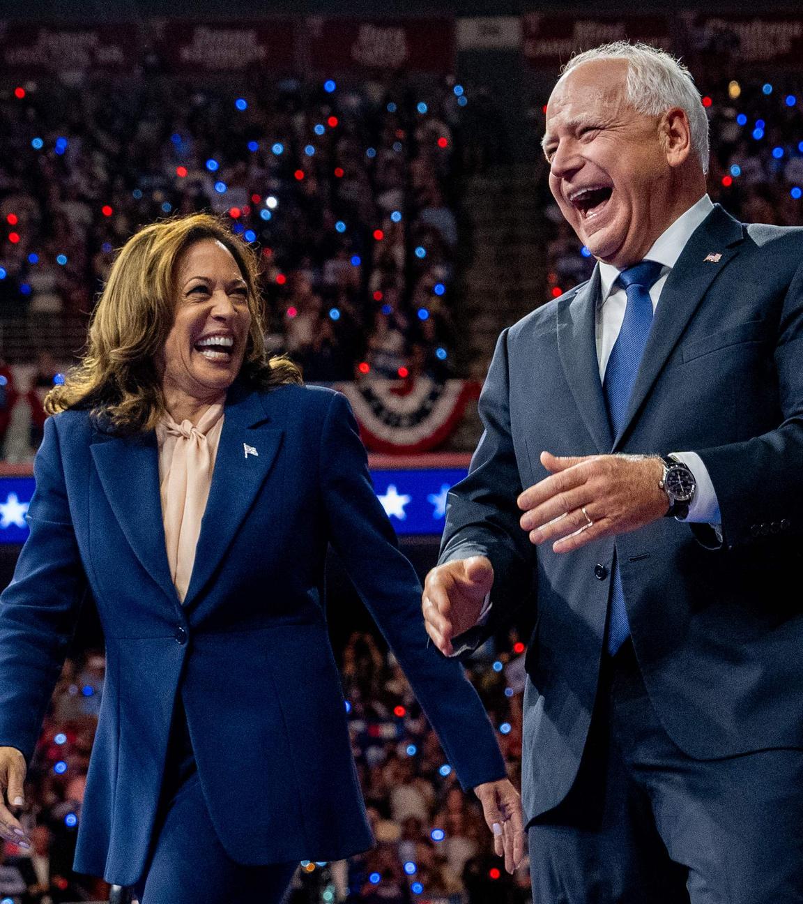 Kamala Harris And Running Mate Tim Walz Make First Appearance Together In Philadelphia