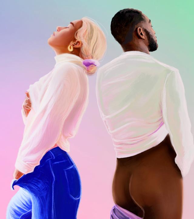 Grafisches Titelbild: Mann und Frau, die sich selbst befriedigen