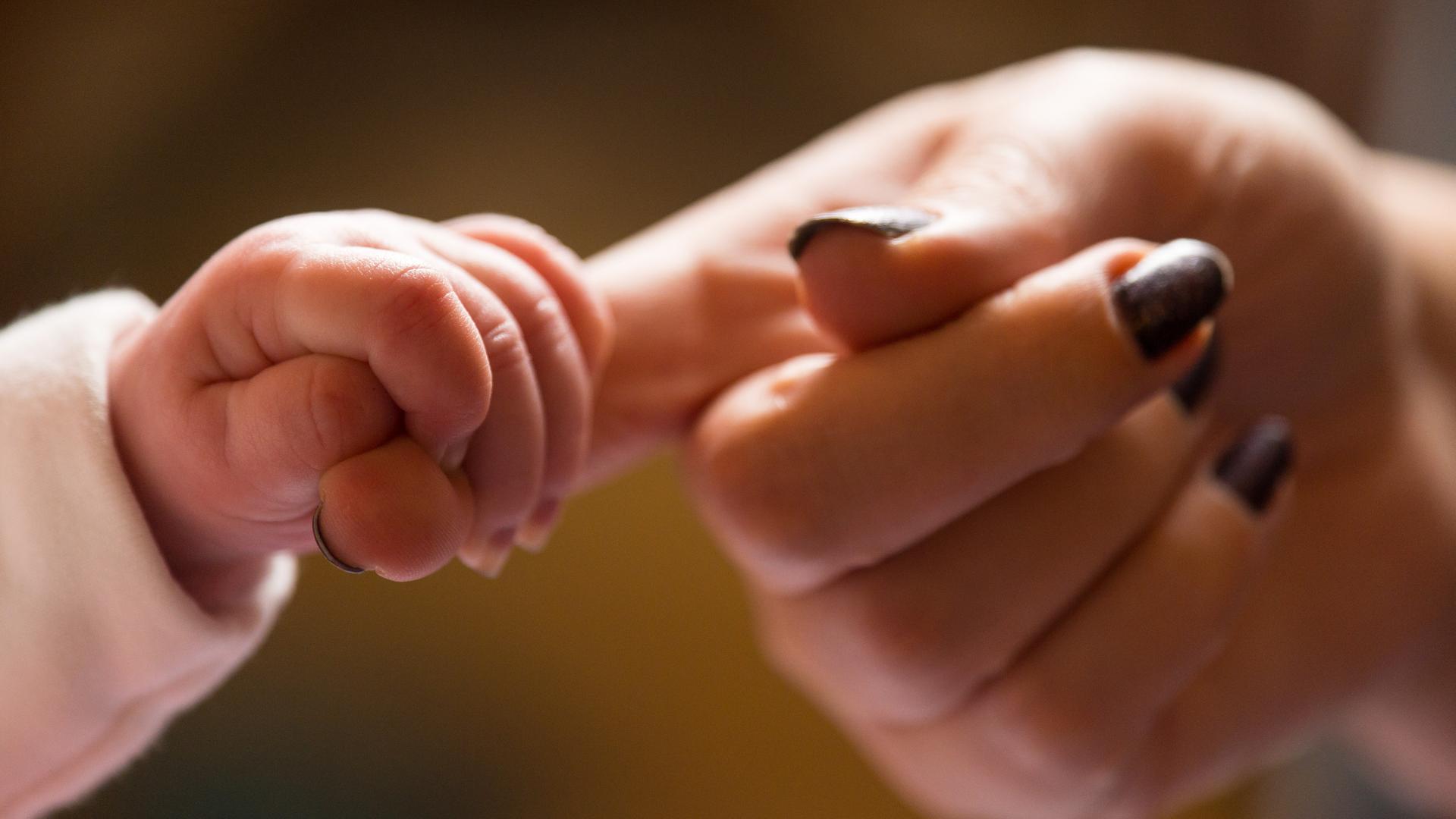 Baby hält Hand