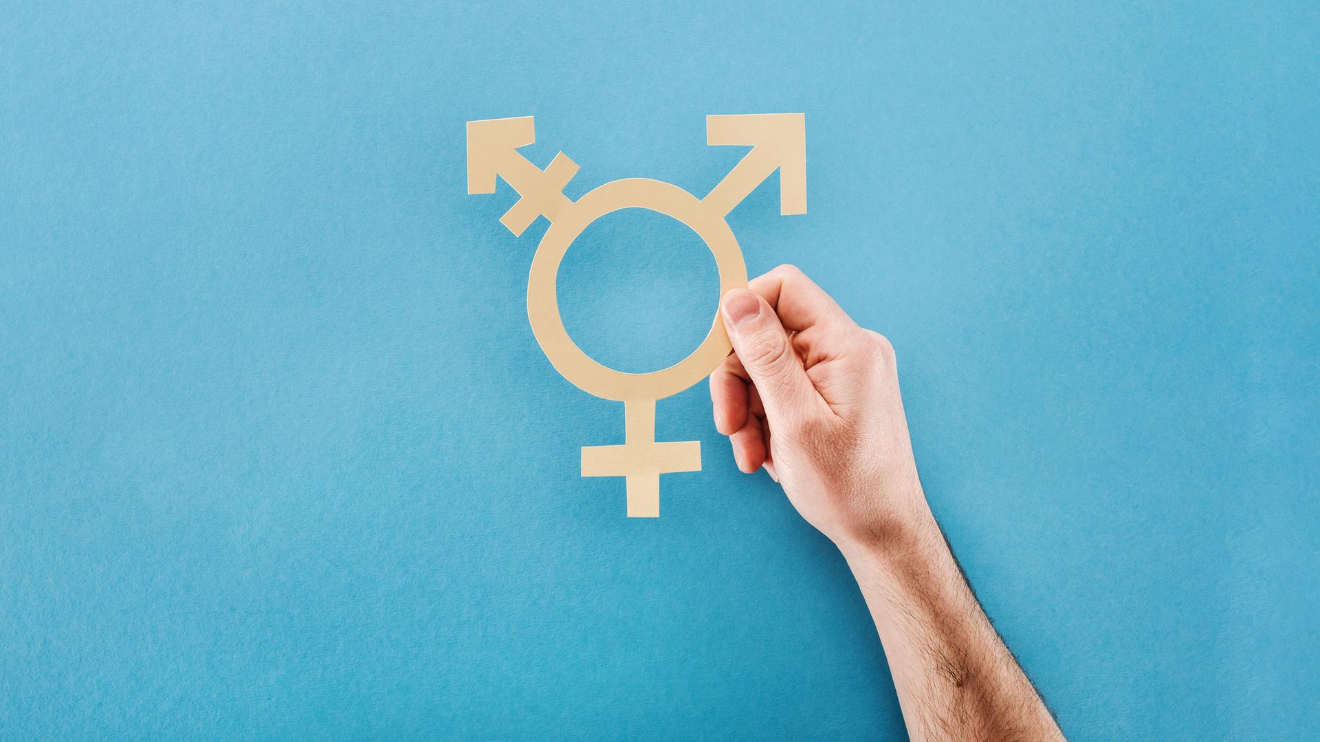 Symbol für Transgender auf Hand