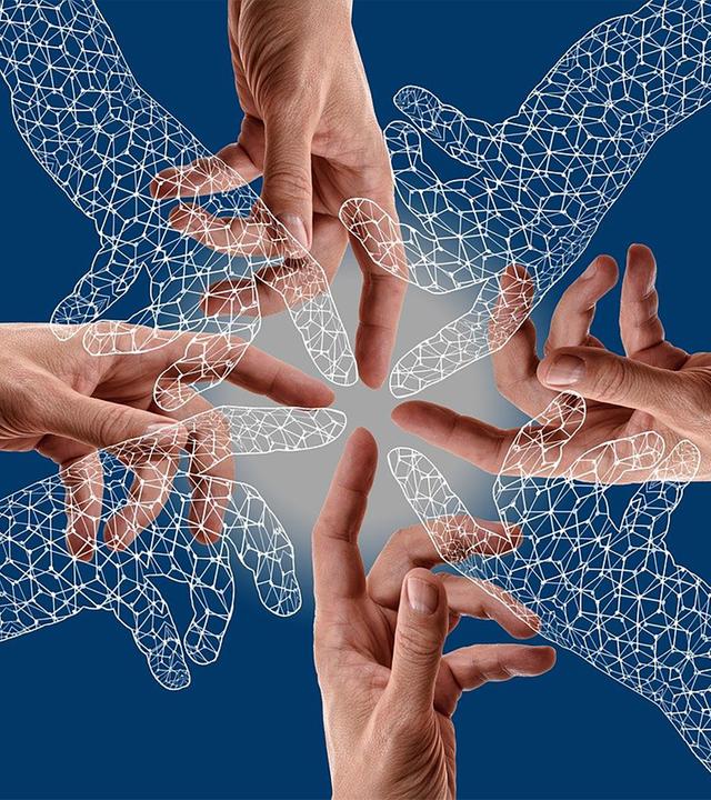 Hände zu einem Kreis geformt