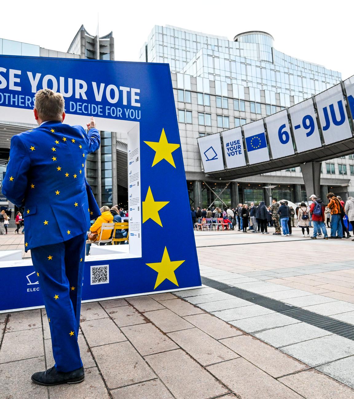 Auf dem Bild ist ein Aufruf zur EU-Wahl 2024 zu sehen.