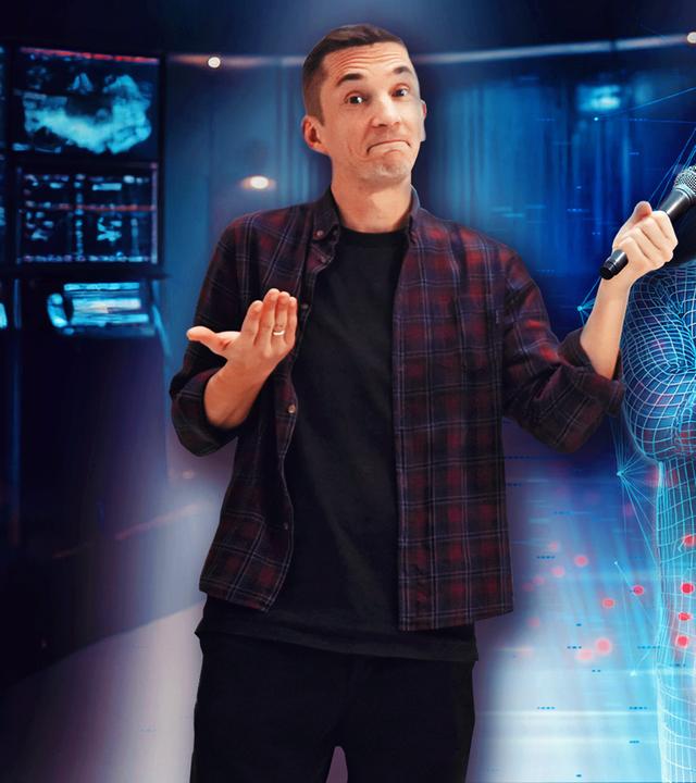 Eric Mayer steht neben seinem Avatar. WIrd dieser ihn bald als Moderator ersetzen?