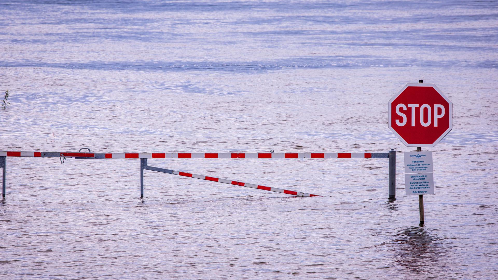 Stopschild in Flut 