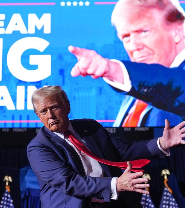 US Wahlkampf - Donald Trump auf einem Bildschirm