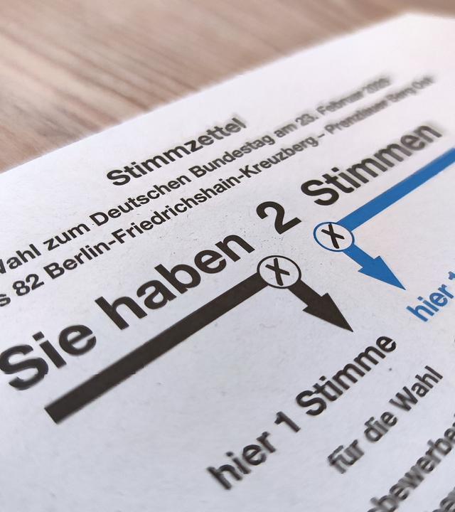Bundestagswahl: Stimmzettel im Wahlkreis 82 Friedrichshain-Kreuzberg - Prenzlauer Berg Ost