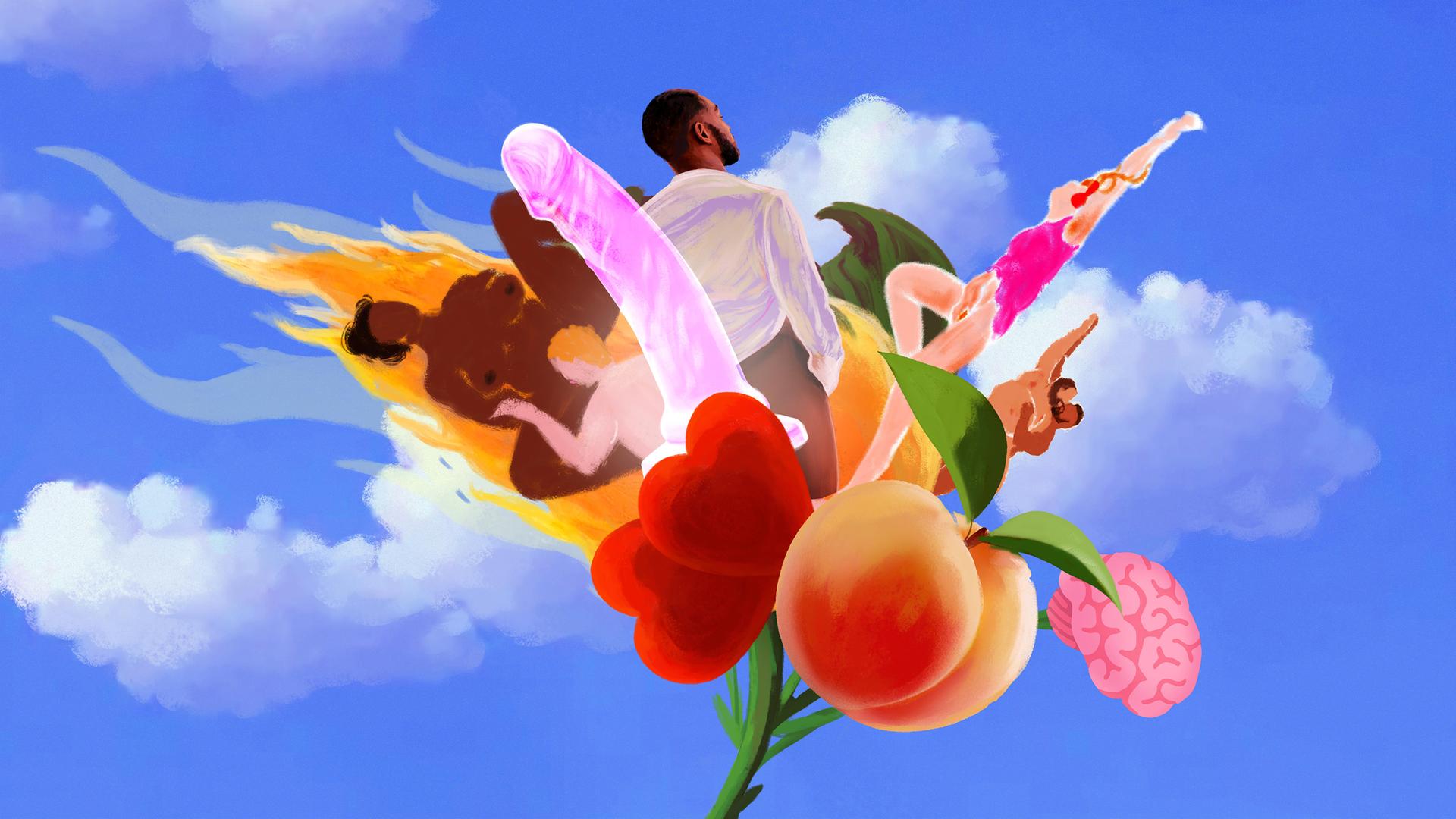 Ein gezeichnetes Herz wird in den Himmel gehalten