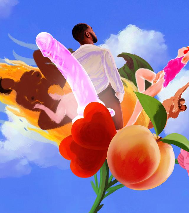 Ein gezeichnetes Herz wird in den Himmel gehalten