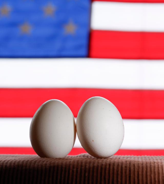 Zwei Eier vor US-Flagge