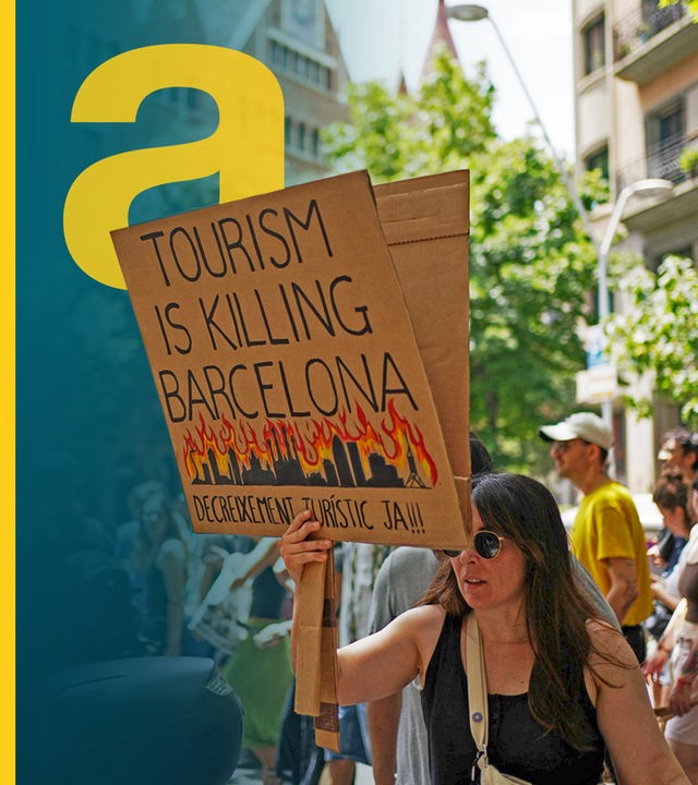 Demonstration gegen den Übertourismus in Barcelona