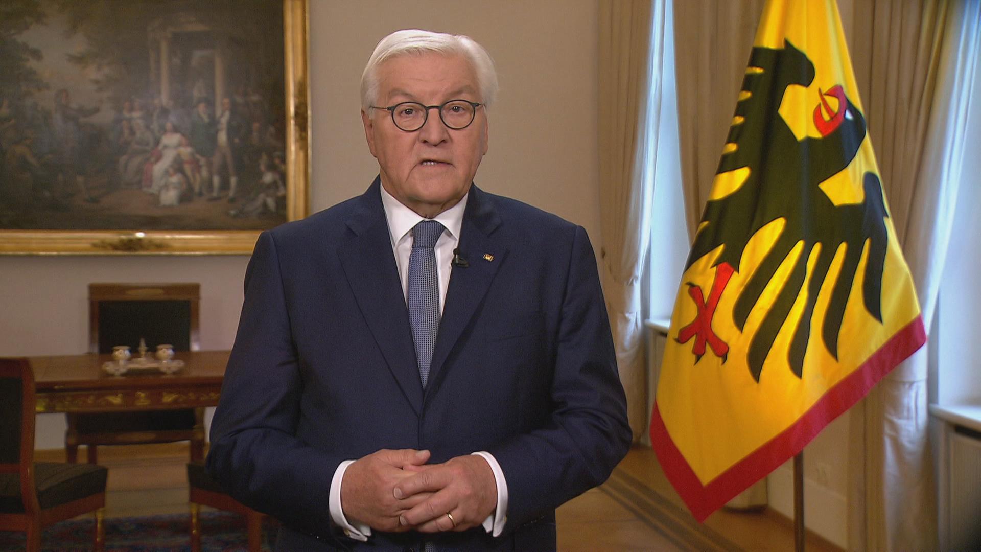 Frank-Walter Steinmeier richtet sich an die Bürgerinnen und Bürger und ruft zum Spenden auf. 