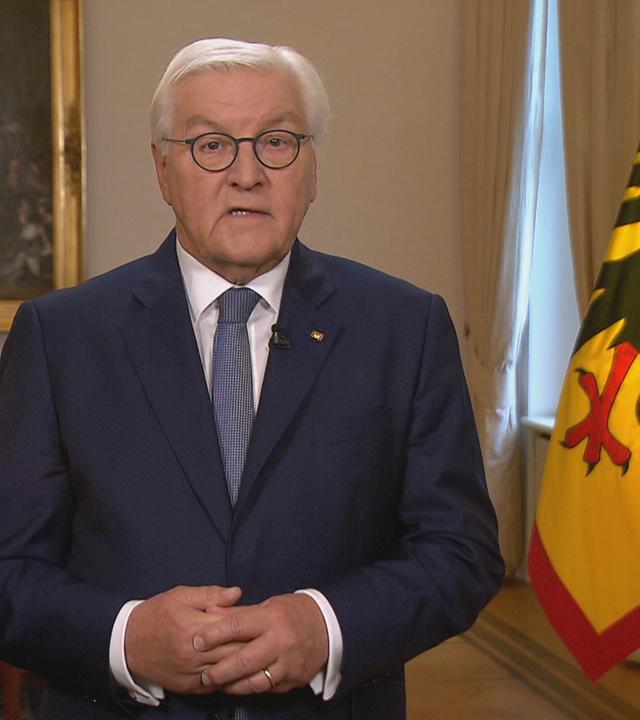 Frank-Walter Steinmeier richtet sich an die Bürgerinnen und Bürger und ruft zum Spenden auf. 