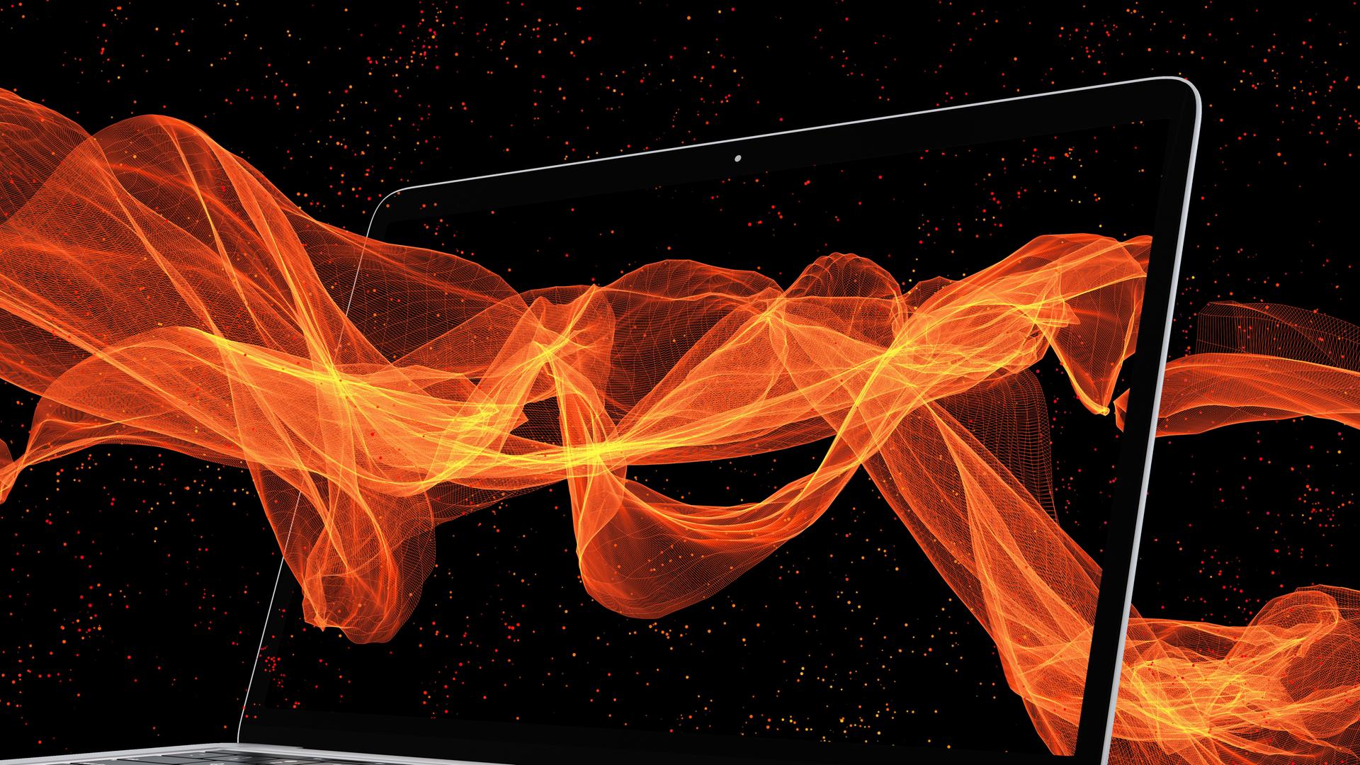 1927 überraschte Werner Heisenberg selbst Einstein: Seine Unschärferelation zeigte Grenzen des Messbaren – und macht erst Smartphones, Chips und unsere digitale Welt möglich. (Bild zeigt Laptop mit sybolischen Wellen)