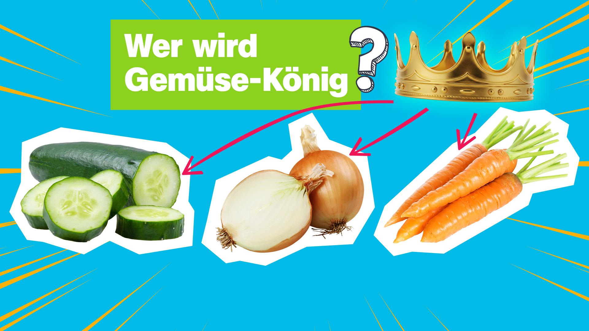 Wer wird Gemüsekönig?; Gurke; Zwiebel; Karotte