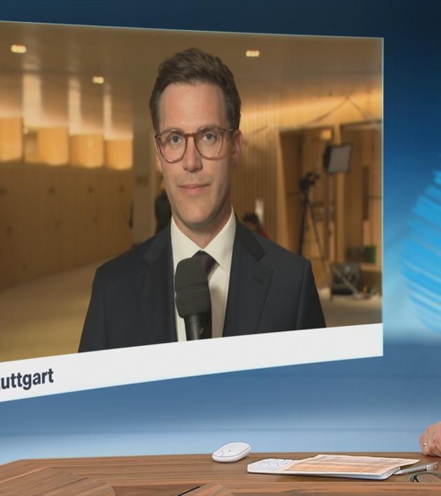 Schaltgespräch zwischen der Moderatorin Marietta Slomka und dem CDU Spitzenkandidat Manuel Hagel