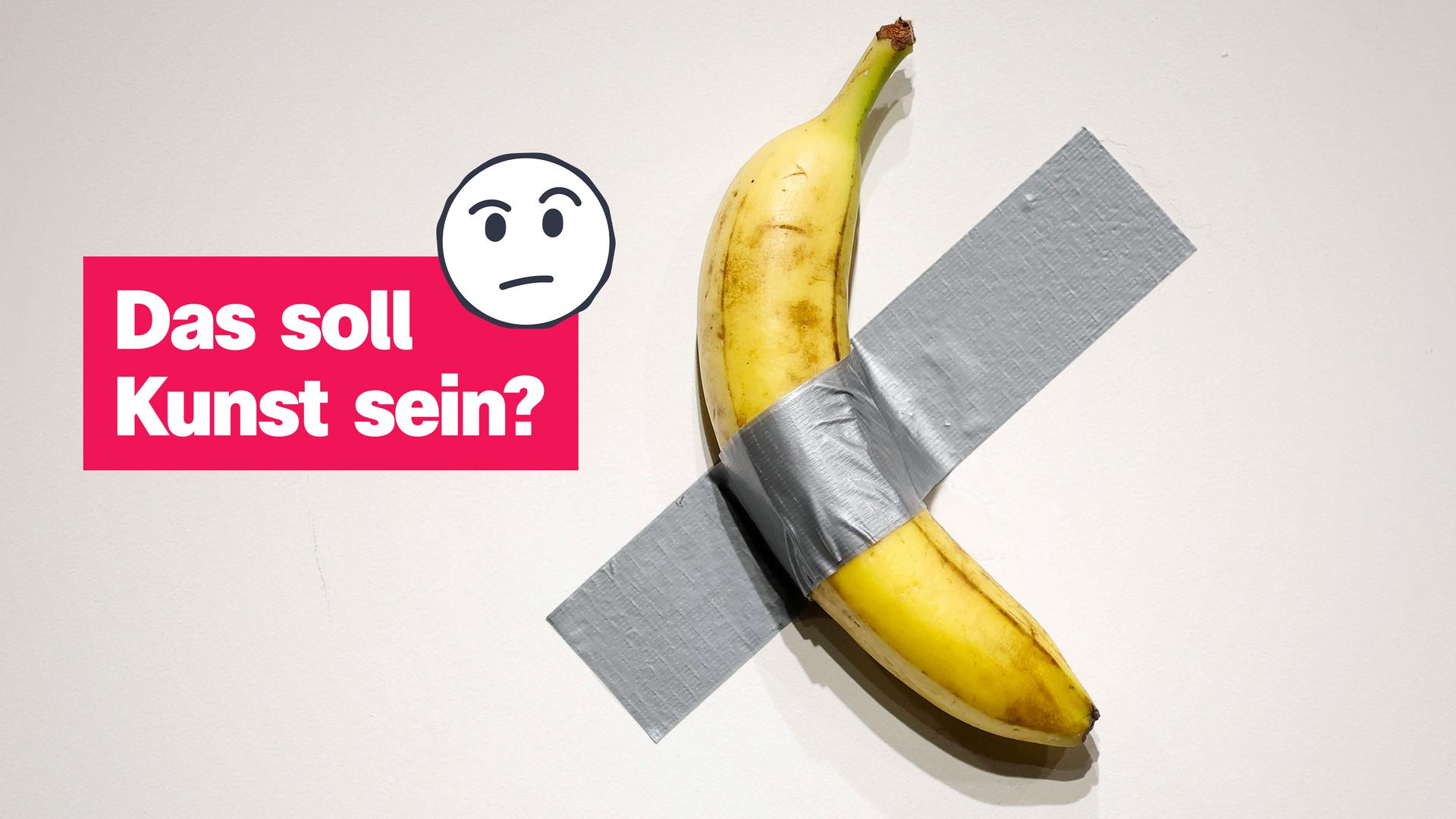 Banane die mit Tape an die Wand geklebt wurde; Das soll Kunst sein?