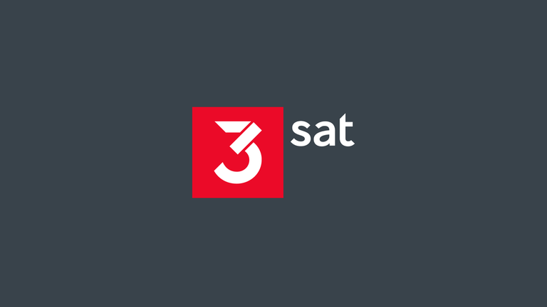 Das Logo von 3sat auf dunklem Hintergrund.