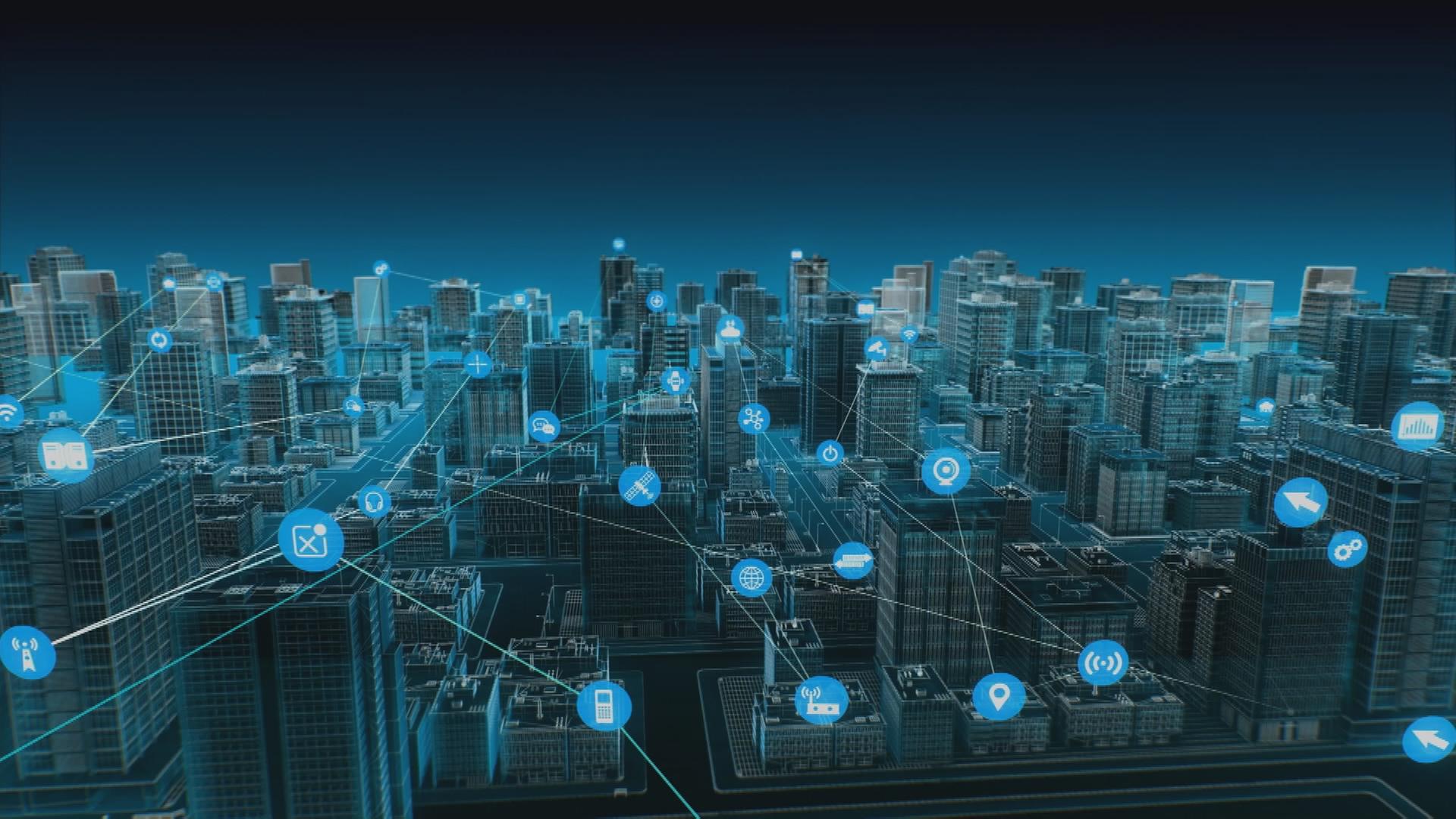 Netzstruktur über eine Großstadt als Symbolbild für moderne Telekommunikation