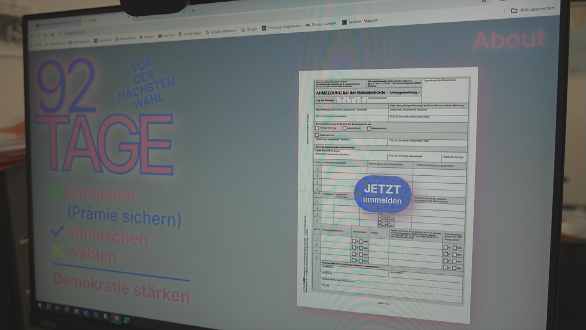Webseite der "92-Tage-Kampagne" der Uni Weimar.
