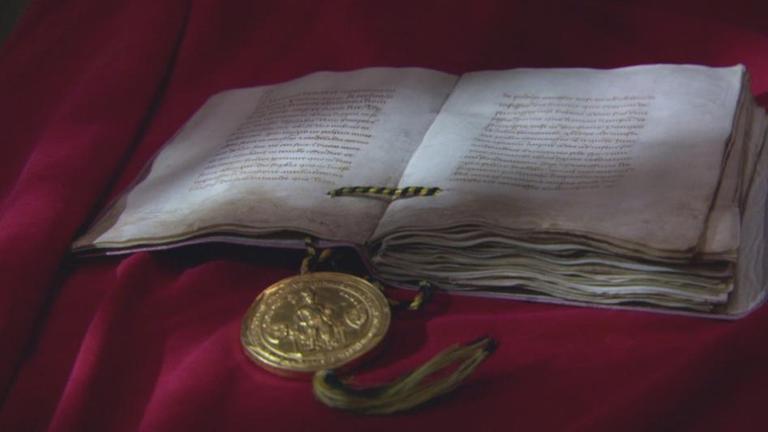 Abbildung der Urkunde goldenem Siegel