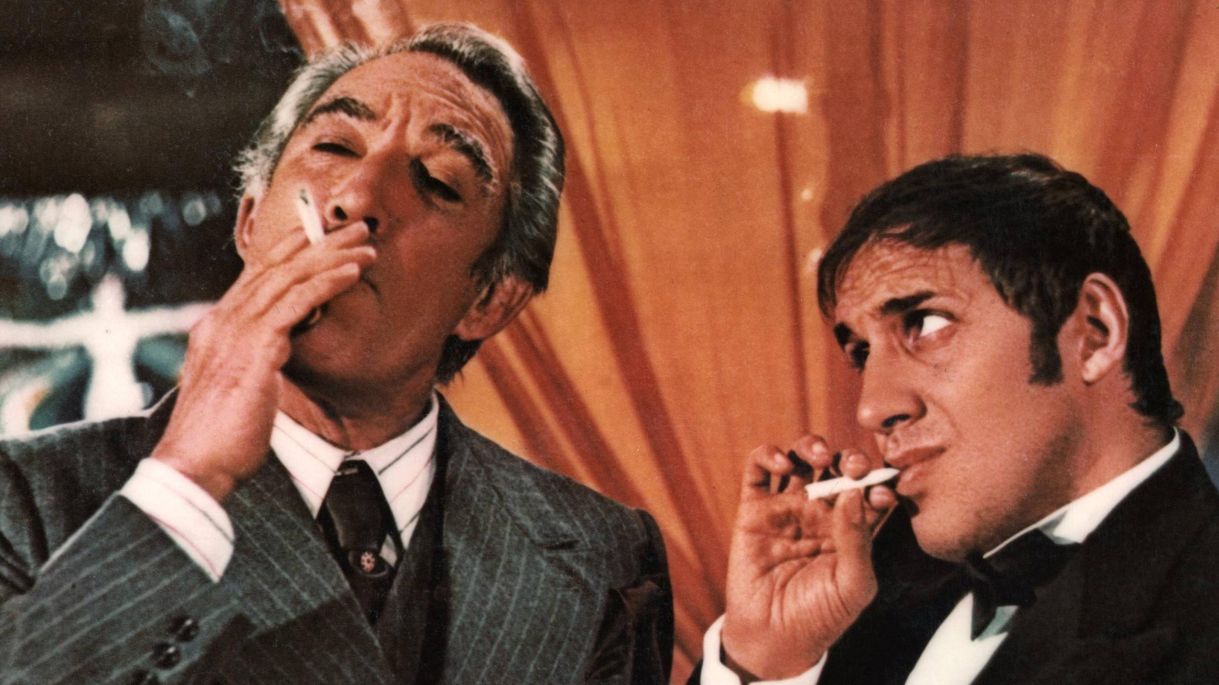 Italienischer Sänger und Schauspieler Adriano Celentano und anthony Quinn im einer Szene aus dem Film  Bluff, aufgenommen am 01.01.1975