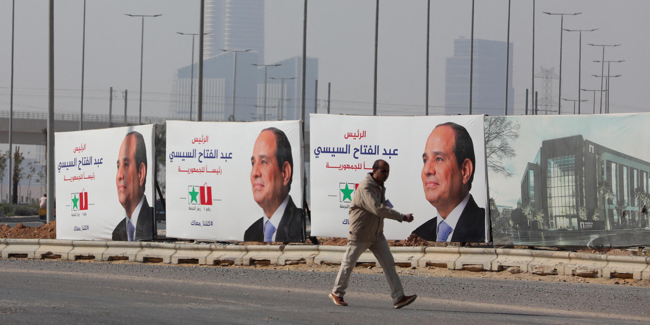 Ägypten, Kairo: Presidentschaftswahl, Wahlplakate des amtierenden Präsidenten Abdel Fattah al-Sisi