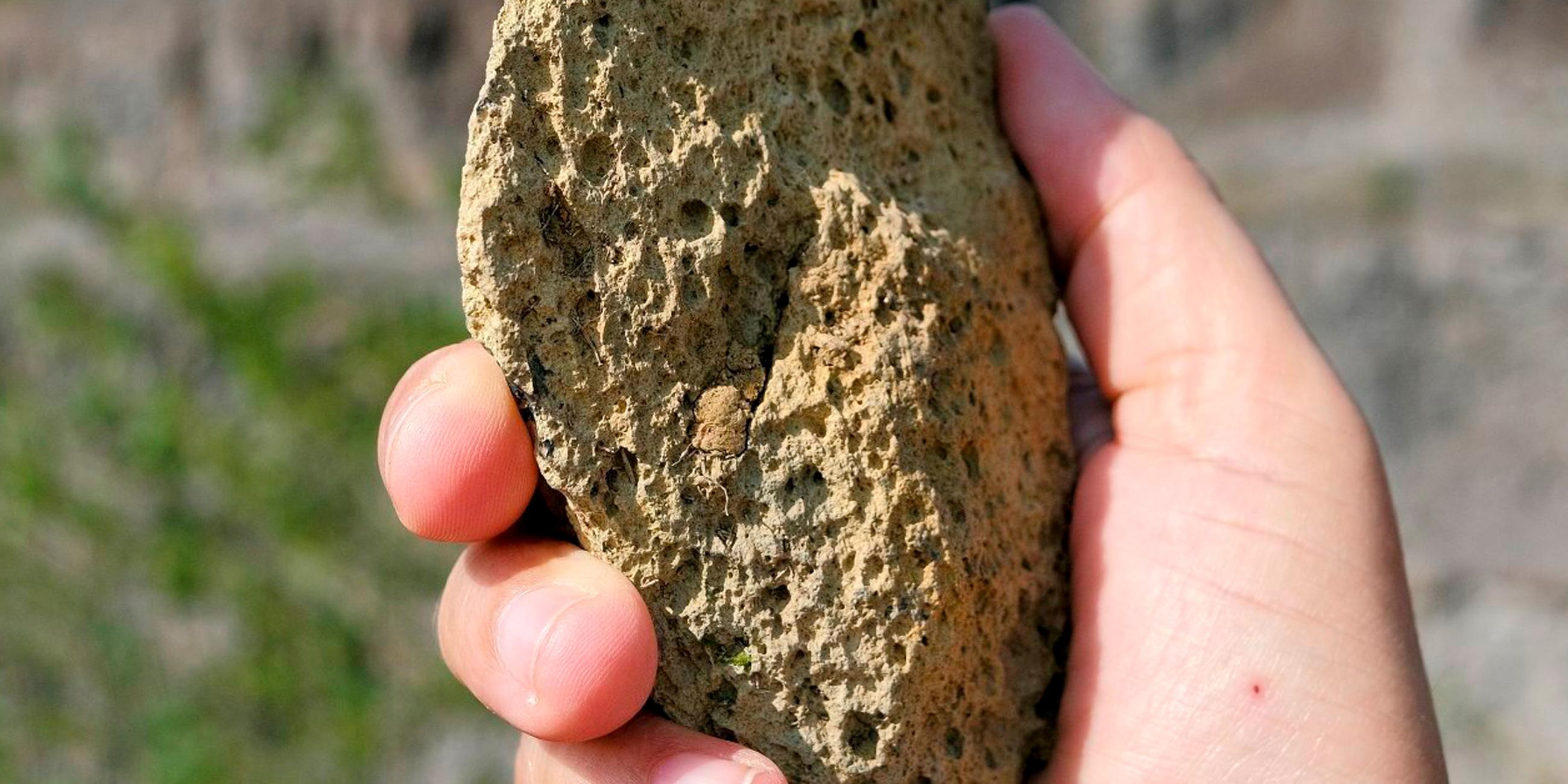  Steinwerkzeug, das in der Ausgrabungsstätte bei Korolewo in der Ukraine gefunden wurde.