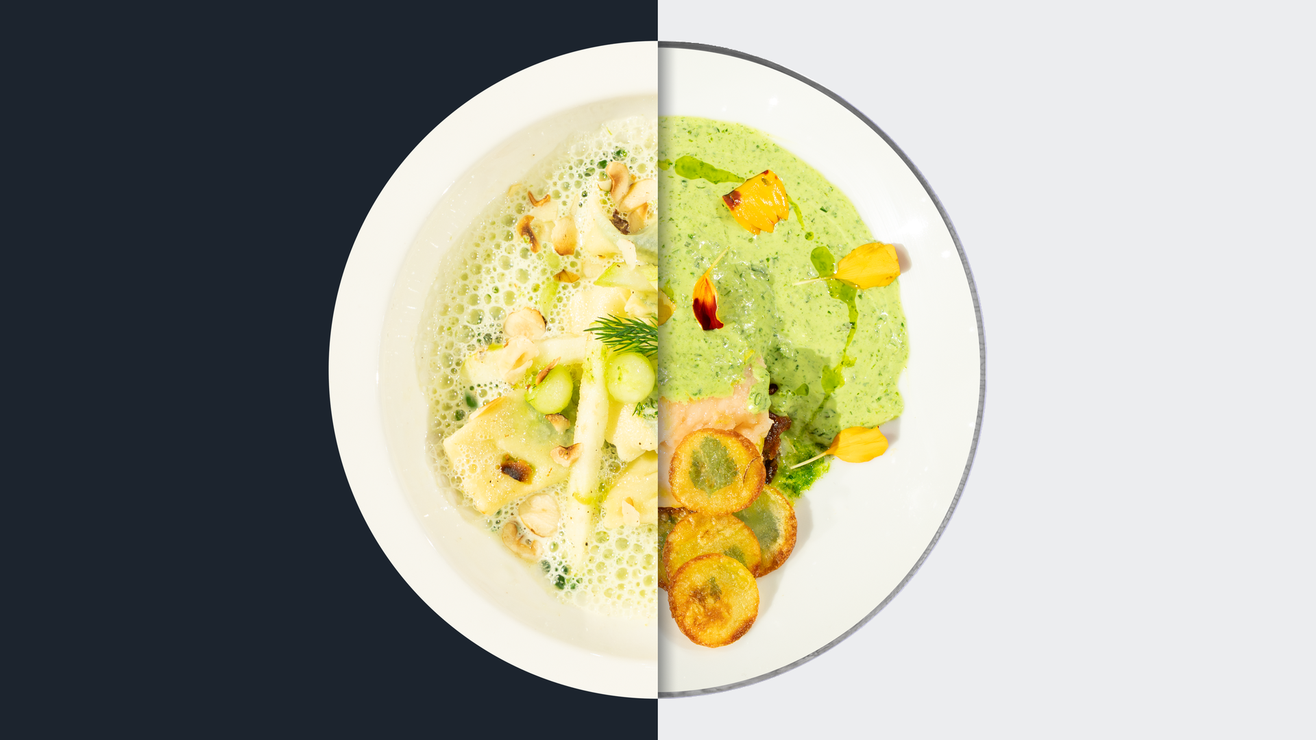 Agnolotti mit Bärlauchsauce vs. Konfierter Saibling